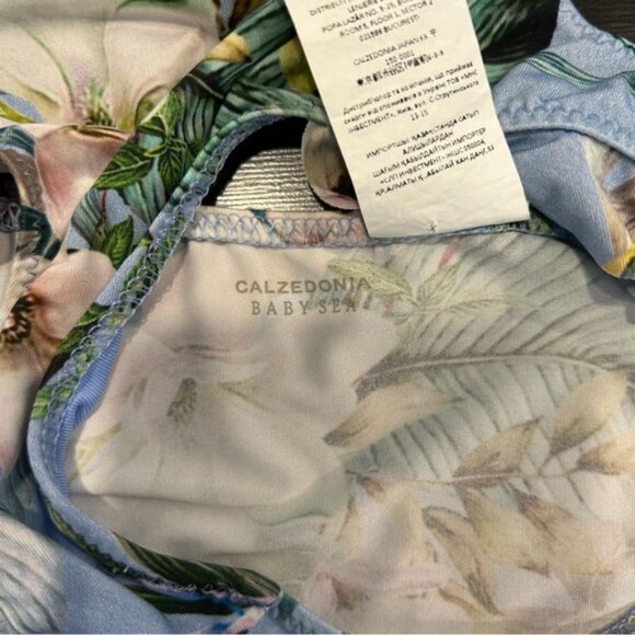 Calzedonia Baby Sea Trikini Swimsuit Floral Palm Print Bikini Bathing Suit Blue - Picture 5 of 6